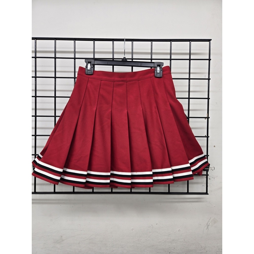 Cheerleader & Danzteam Cheerleader Skirt, Size 13, Red W/ Wht-Blk-Red Stripe